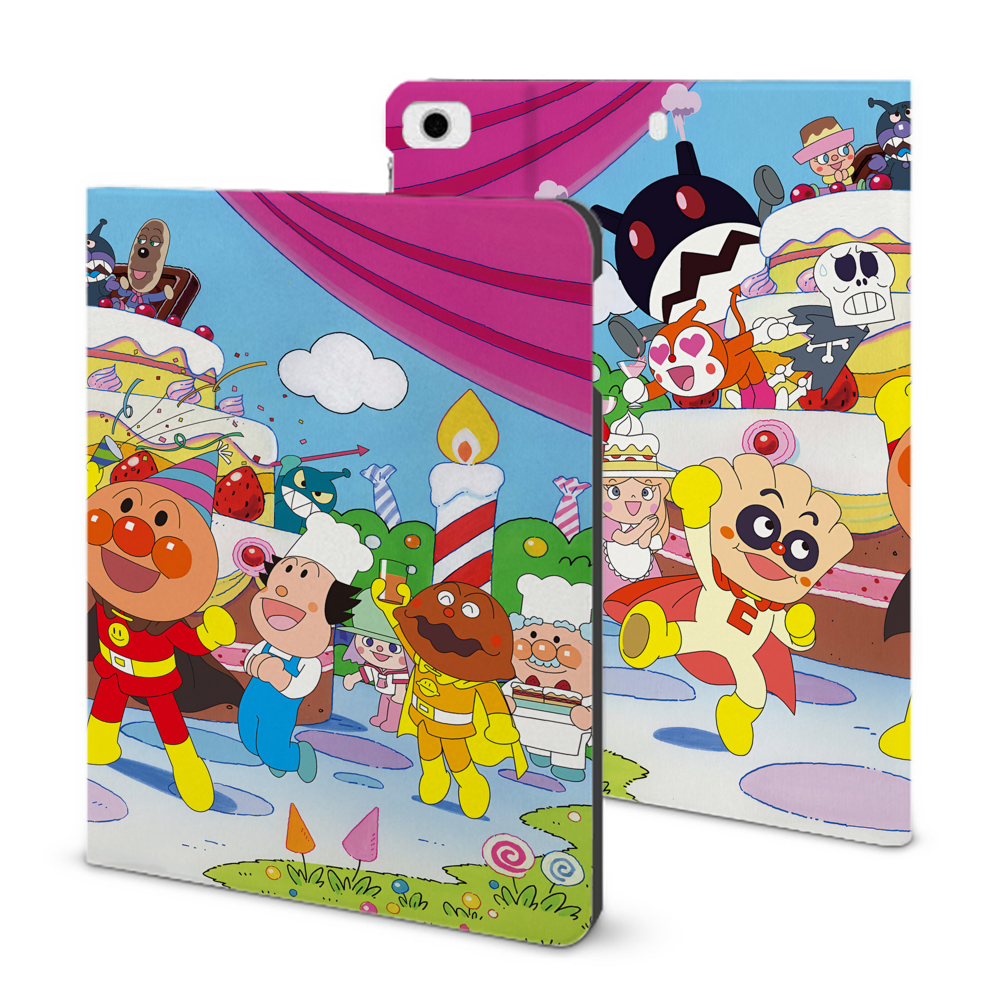 （画像用） アンパンマン Anpanman IPad ケース ブック型 PUレザー TPU 耐衝撃 軽量 薄型 ペン収納なし 全面保護 IPad 各モデル対応